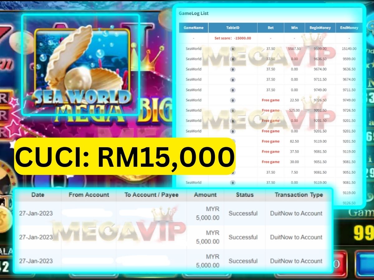 Mega888 Seaworld Cuci RM15,000