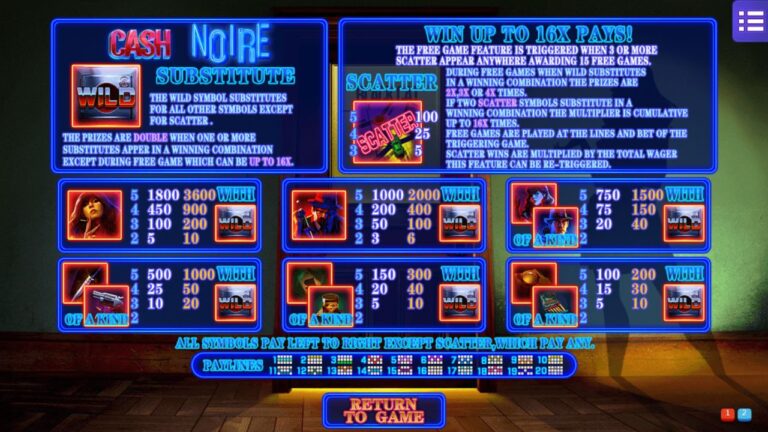 Cash Noire Free Game Feature